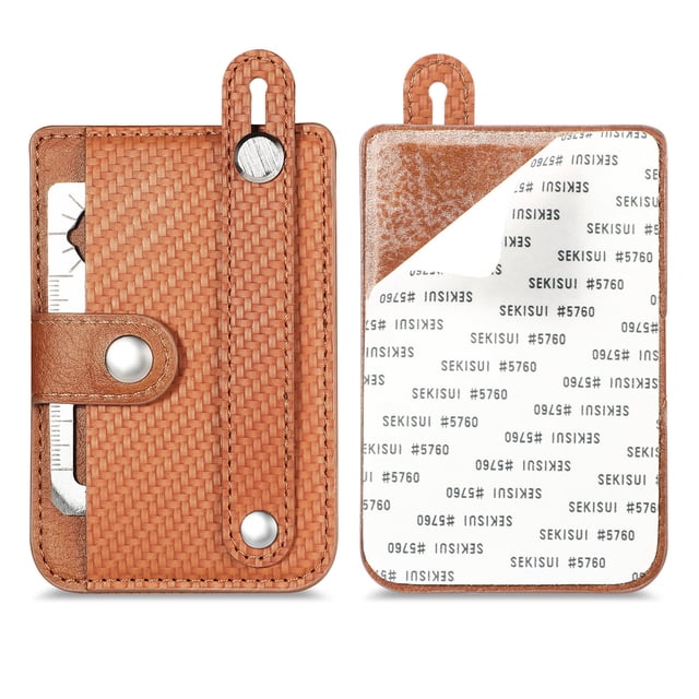 Leodye 1PCS Multifunctional Adhesive Phone Wallet Zipper Multiple Card Hand Back Sticker Mobile Phone Card Case -3.74 × 2.56 in