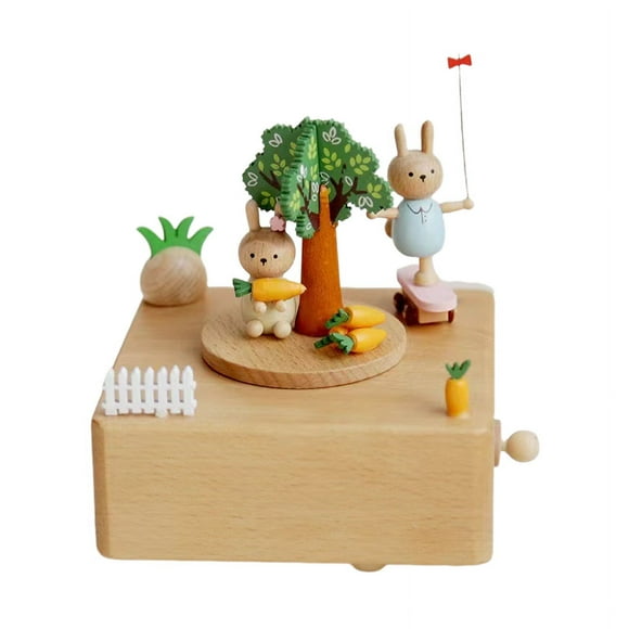 Wooden Music Box, Retro Trojan Music Box, Ornaments Educational Toys, Birthday Gift Home Decoration-Jinjin
