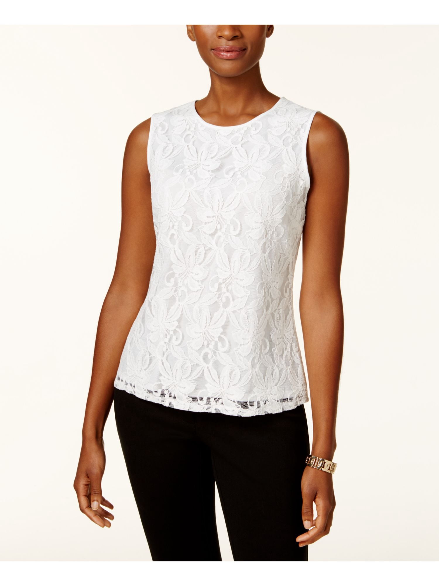 KASPER Womens White Lace Back-keyhole 