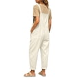thumbnail image 6 of Fnooota Women's Overalls with Pockets, Adjustable Straps Loose Fit Casual Cotton Linen Summer Jumpsuits White Size S, 6 of 7