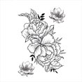 thumbnail image 1 of 1 hoja 3D Big Rose Peony Flower Girls falso temporal yeacher Etiqueta engomada del tatuaje, 1 of 5