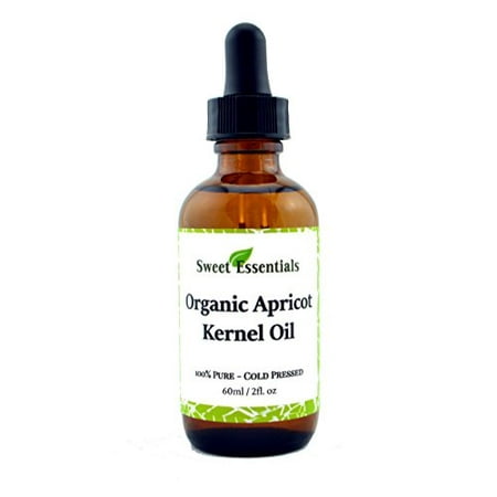 100% Organic Apricot Kernel Oil | Imported From Italy | 2oz Glass Bottle | Glass Dropper | Natural Moisturizer for Skin, Hair and Face | By Sweet Essentials