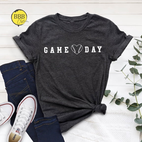 Game Day Baseball Heart T-Shirt: Sports Lover Tee Tshirt All Size S-5XL