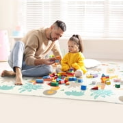 Bammax Extra Large 78 x 70 x 0.4 XPE Foam Baby Play Mat with Travel Bag | Waterproof, Foldable & Reversible Padded Playmat | Baby Crawling & Kids Play Mat – Giftable Design, Dinosaurs & Safari