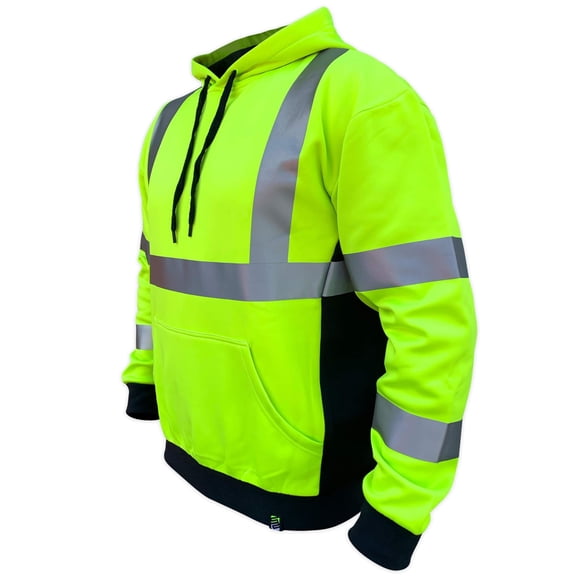 SafetyShirtz SS360O Chandail à Capuchon de Base Haute Visibilité pour Hommes - Polyester Robuste avec Intérieur en Molleton Peigné Doux - Classe 3 Type R - Conforme à ANSI/ISEA 107-2015, Jaune - 4X-très Grand