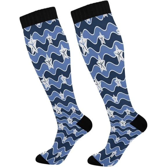 GZHJMY Pretty Stars Compression Socks for Women Men, Knee High Stockings for Athletic Sports,Running,Travel (20-30mmHg)