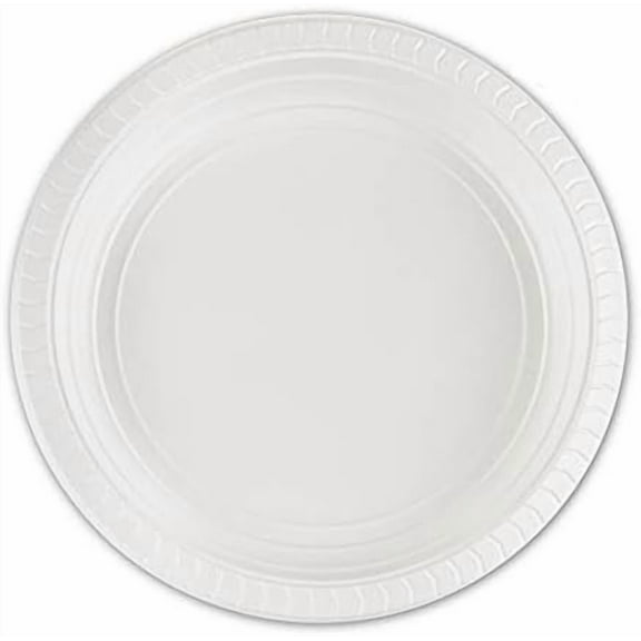 7 inch Round Plastic Plates Microwaveable, Disposable, White, Dinnerware 100 Count
