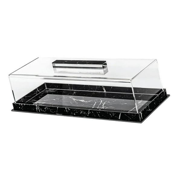 Rectangular Dessert Serving Tray with Clear Lid Acrylic Cake Display Box Cake Storage Tray for Professional and Home Use