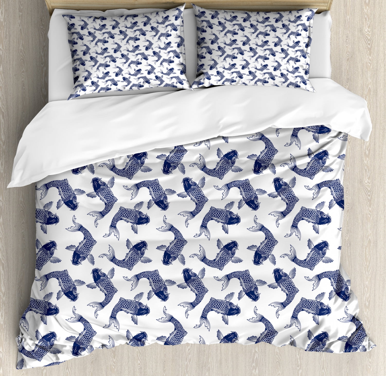 Koi Fish Duvet Cover Set Carp Koi Sketch Drawing With Detailed