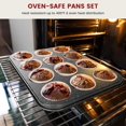 thumbnail image 4 of 10-Piece Baking Pans Set, Bakeware Sets Nonstick, Baking Set for Oven Cooking, Stackable Carbon Steel Set Include Cookie Sheets, Muffin Pan, Cake Pan, Pizza Pan, Loaf Pan, Roasting Pan, Black, 4 of 4