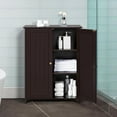 thumbnail image 3 of YANG2 Bathroom Floor Cabinet, Modern Storage Freestanding Organizer Cabinet with Adjustable Shelves & Double Doors, 3-Tier Home Living Room Furniture, Espresso, 3 of 10
