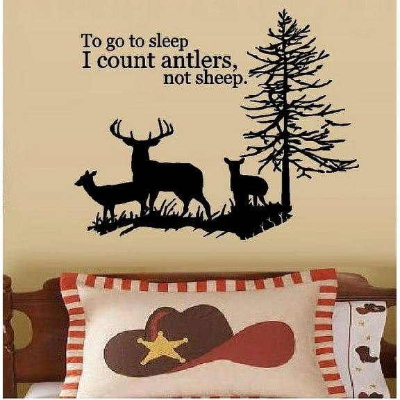 TO GO TO SLEEP I COUNT ANTLERS NOT SHEEP #3: DEER FAMILY TREE ~ WALL DECAL 22" X 27" LRG