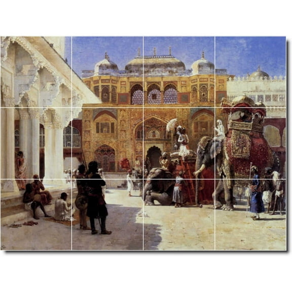 Ceramic Tile Mural-Edwin Weeks Country Painting 126. 17" w x 12.75" h using (12) 4.25 x 4.25 ceramic tiles