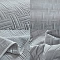 thumbnail image 4 of Meitianfacai Double Sided Washed Cotton Quilted Bed Cover 3 Pcs Set Solid Colo Pillowcase20x26in, Gray, 4 of 6