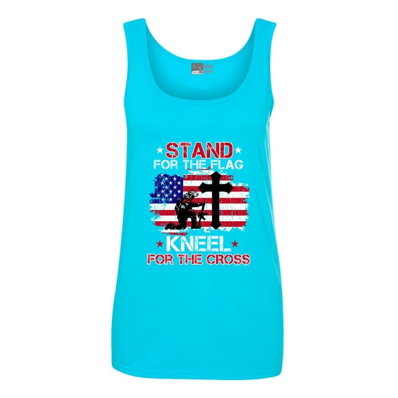 Ladies Stand For The Flag Kneel For The Cross Soldier Flag DT Tank Tops