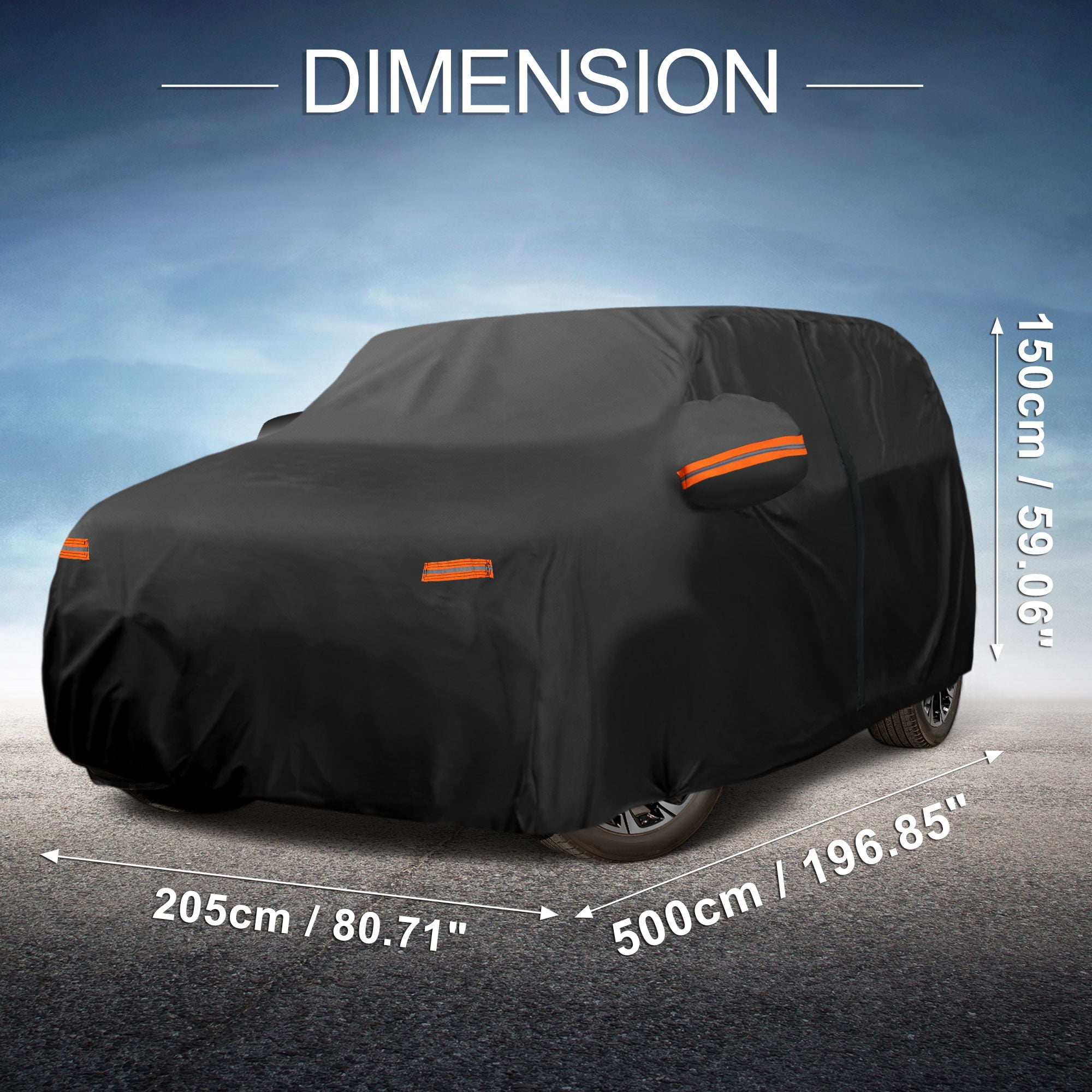 Unique Bargains Car Cover 210D-PU Oxford Outdoor Full Car Cover Waterproof Windproof Black for Lincoln Nautilus