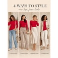 thumbnail image 5 of Women's Boat Neck 3/4 Sleeve T-Shirt, Cotton Modal Slim Fit Top, Red, XL, 5 of 8