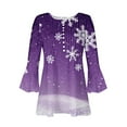 thumbnail image 4 of Plus Size Tops for Women Christmas Long Sleeved Tunic Printed Casual V-neck Pullover Flowy Tunic Top Pleated Casual Blouses Loose Fit Dressy Womens Tops Purple XXL, 4 of 5