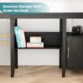 thumbnail image 3 of Bestier Farmhouse L-Shaped Computer Desk with Storage Cabinet Black and Gold, 3 of 8