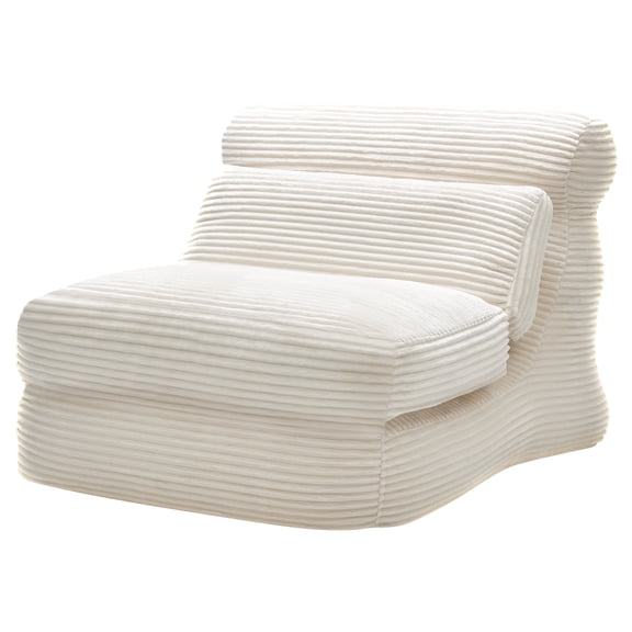 edx 3-in-1 Convertible Bean Bag Chair Bed, Multi-functional Floor Sofa with Back Support, Portable Lazy Lounger & Sleeper, High-Density Foam Gaming Chair for Adults, No Assembly, White