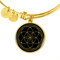 thumbnail image 2 of Sacred Geometry Seed of Life Stylized Bracelet Stainless Steel or 18k Gold Circle Bangle, 2 of 7