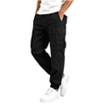 thumbnail image 7 of Ndbuld Boys Cargo Jogger Pants Elastic Drawstring Waist Multi Pockets Casual Tapered Cuffed Kids Work Trousers Black 14-15Years, 7 of 7