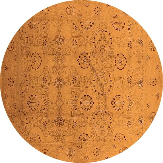 Ahgly Company Indoor Round Oriental Orange Industrial Area Rugs, 8' Round