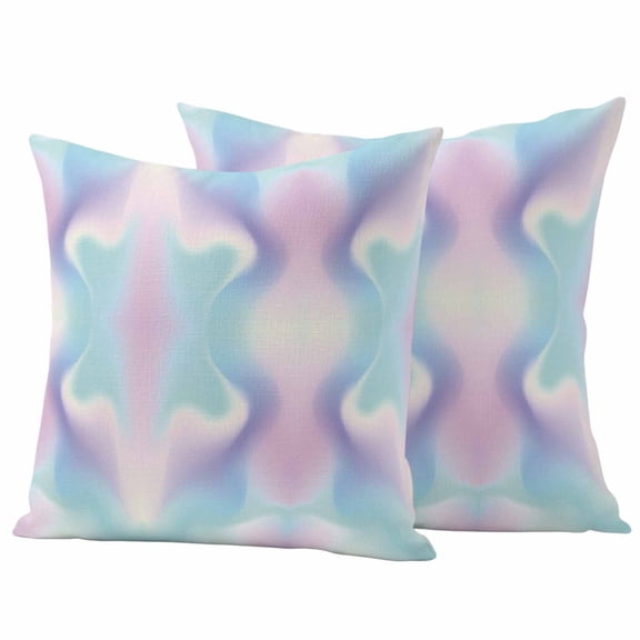 Abstract Minimalistic Outdoor Pillow Covers 16"x16" Set of 2,Waterproof Throw Pillow Covers for Patio Furniture,Turquoise Pink Ombre Aesthetic Color Art Decorative Cushion Pillowcases for Garden Sofa