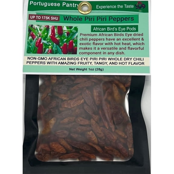 Portuguese Pantry Whole Dried African Bird's Eye Chili Peppers Piri Piri Peri Peri
