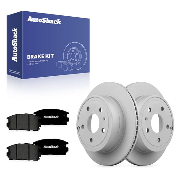 AutoShack Rear Vented Coated Brake Rotors   Premium Ceramic Pads 6-PC Brake Kit Replacement for 2010-2017 Chevrolet Equinox 2010-2017 GMC Terrain ArmorStop 11.93" (302.9 mm)