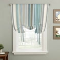 thumbnail image 2 of Light Blue Striped Balloon Curtains for Windows, Bedroom Curtains 54 Inch Length, Farmhouse Thin Line Modern Abstract Art Tie Up Curtains Panels Thermal Insulated Bathroom Curtains Window 42"x54", 2 of 8