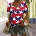 thumbnail image 1 of Fiudx Camisas de Mujer Blusa Superior con Estampado de Manga Corta y Cuello En V, Cómoda E Informal, a La Moda para Mujer, 1 of 5
