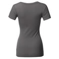thumbnail image 2 of FashionOutfit Women's Solid Basic Various Colors V-Neck Short Sleeves Top, 2 of 4