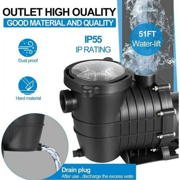 1.5HP Powerful Self Priming in/Above Ground Swimming Pool Pump w Strainer Basket