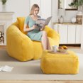thumbnail image 6 of Aukfa Giant Bean Bag Chair,Lounge Chair Floor Lazy Sofa Bed with Ottoman & Pillow,Yellow, 6 of 8