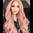 thumbnail image 4 of SUCS Headband Wigs New Women's Fashion Wig Pink Synthetic Hair Long Wigs Wave Curly Wig+Cap Pink, 4 of 5