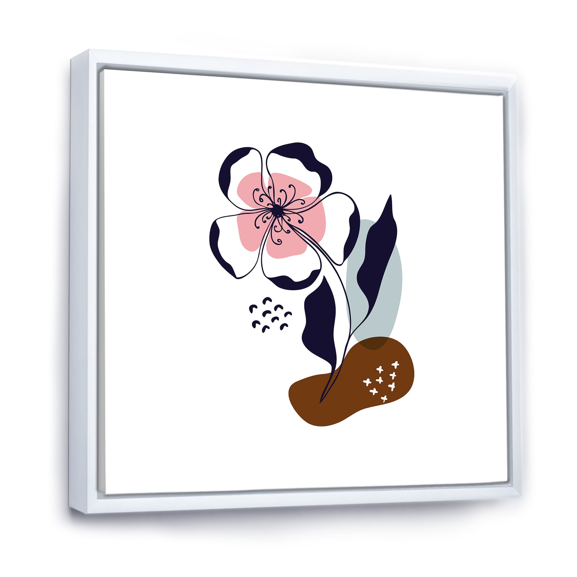 Designart 'Abstract Minimal Shapes Under Flowers IV' Modern Framed Canvas Wall Art Print