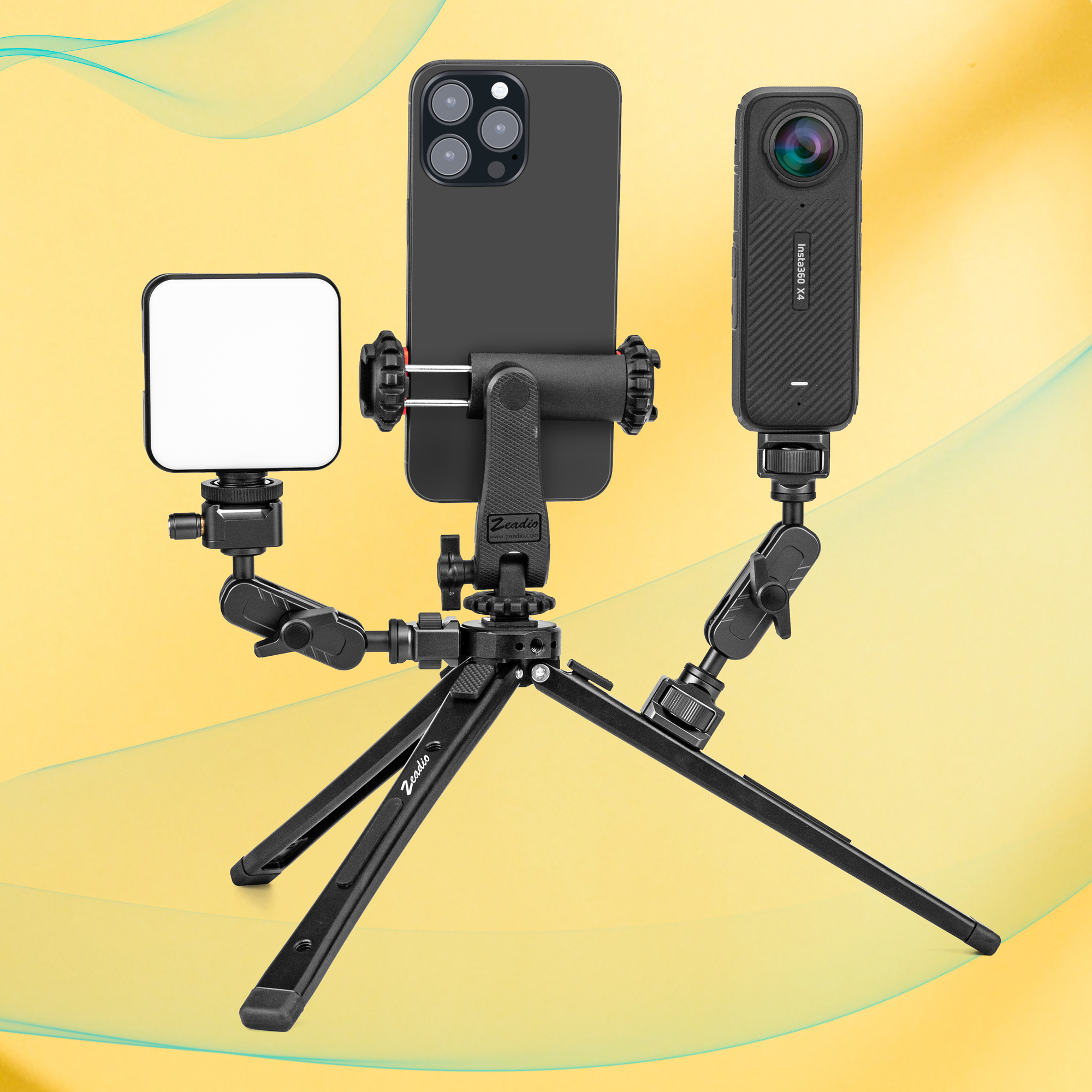 Zeadio Heavy Duty Metal Tripod Stand - Adjustable Universal Small Table Tripod for Camera, Gimbal, Action Cam,  Microphone, LED Light, etc(40kg/88lb Load)