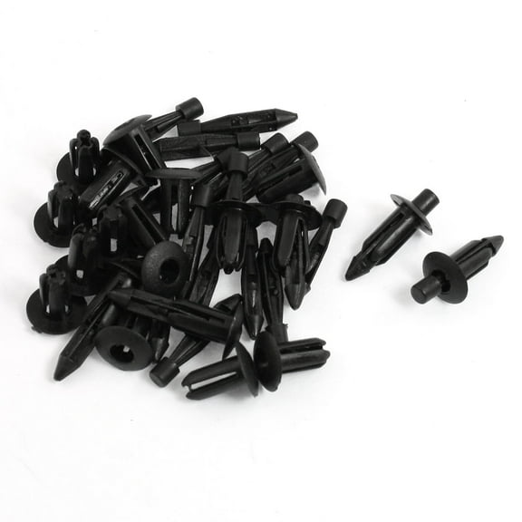 Unique Bargains 20 Pcs Parts Panel Trim Clips Plastic Rivet Fastener Black 6mm Hole