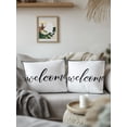 thumbnail image 3 of Outdoor Pillows Waterproof, White Welcome Bedding Throw Pillows with Insert for Couch Sofa Bed, Modern Minimalist Black Striped Border 16x16 Inch Pillowcases Decorative Camping Patio Pillow Set of 2, 3 of 8