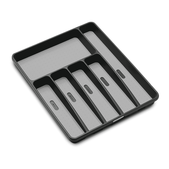 madesmart Classic Large Silverware Tray with Soft Grip Lining, Granite