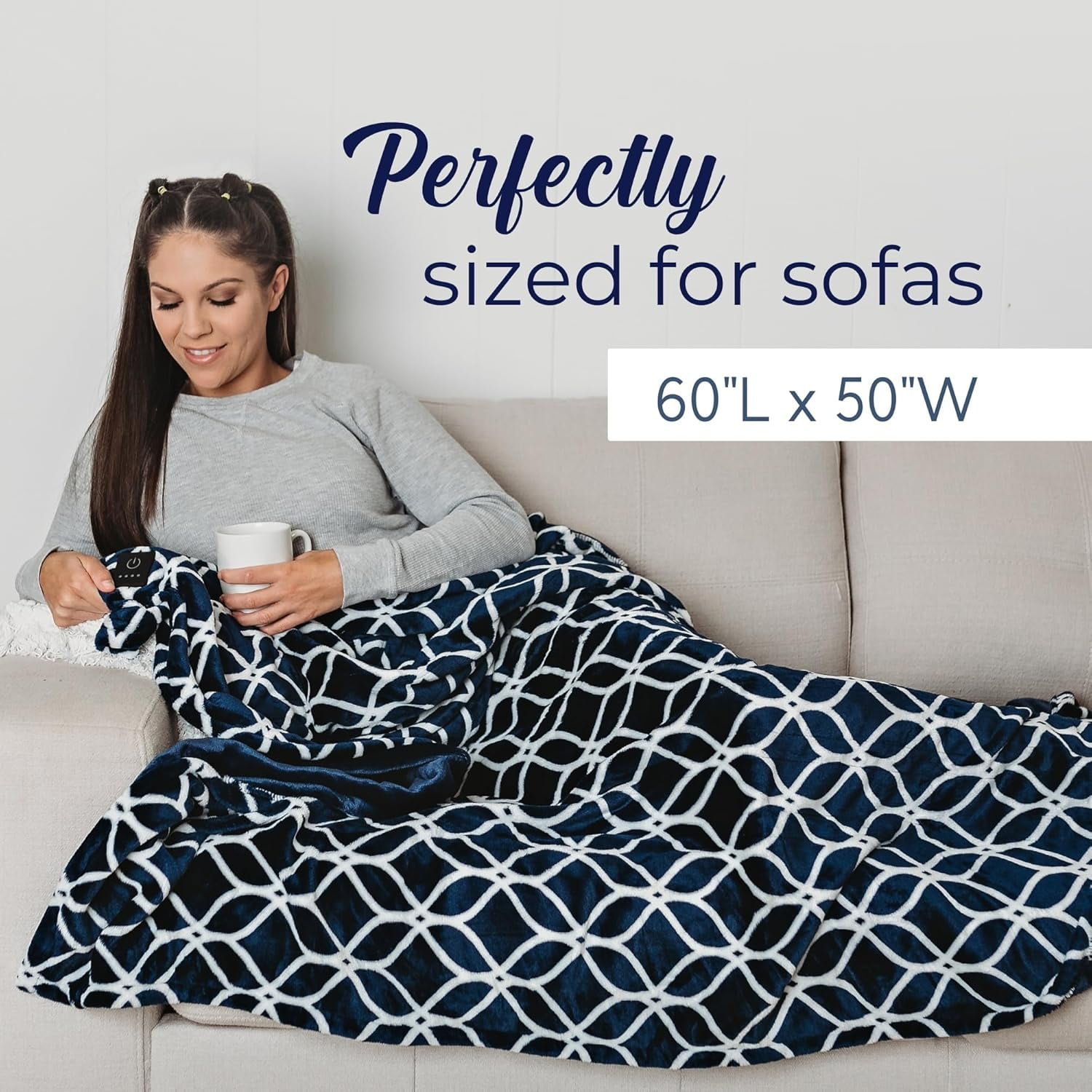 Dreamaker One-Touch Fleece Electric Heated Throw Blanket, 50x60 inches - Cozy, Machine Washable, with 4 Adjustable Heat Settings & Built-in Remote - Ultimate Comfort for Cold Nights