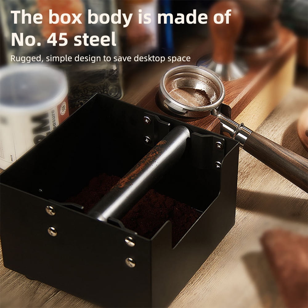 Conteneur à Marc De Café, Silicone Amovible Avec Barre De Frappe Amovible Boîte De Frappe 45 Conteneur Avec Boîte De Frappe Café Espresso Acier Espresso 45 Conteneur En Acier