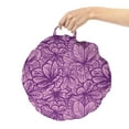 thumbnail image 2 of Floral Round Floor Cushion with Handle, Monochrome Intricate Colorful Vibrant Colors Petal Rhythmic Illustration, Decorative Pillow for Living Room & Dorms, 18" Round, Pale Pink Purple, by Ambesonne, 2 of 4