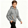thumbnail image 5 of Frnrwgo Boys Hoodie 5-15Y Fleece Lined Half Zip Heavyweight Pullover Sweatshirt for Fall Winter, 5 of 10