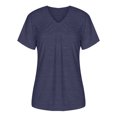 thumbnail image 4 of Moda mujer sólido pliegue Slim Fit cuello en V manga corta Casual camiseta Tops OAVQHLG3B Store lin121212, 4 of 4