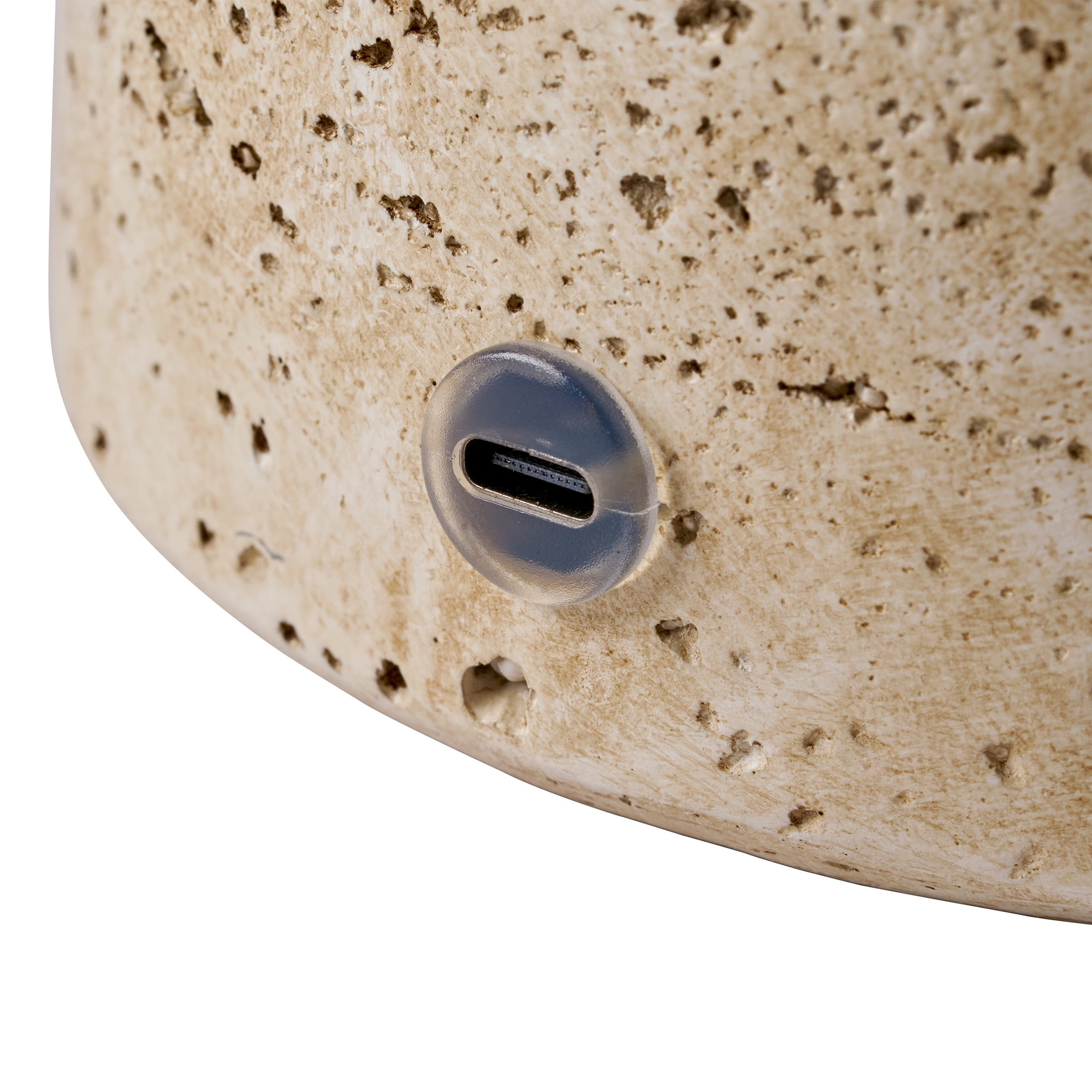 Better Homes & Gardens Rechargeable 14 in Stone Gourd Table Lamp with Fabric Dome Shade