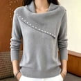 thumbnail image 5 of Vynhevius Womens Beaded Cowl Neck Sweater Long Sleeve Casual Winter Pullover Top, 5 of 6