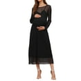 thumbnail image 2 of INSPIRE CHIC Womens Maternity 2-Piece Dress Mesh Ruched Side Bodycon Wedding Guest Cocktail Party Pregnancy Dresses M Black, 2 of 6
