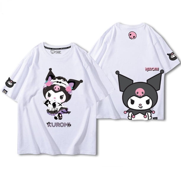 Sanrio Kuromi, camiseta de manga corta para mujer, camiseta holgada de gran tamaño, camisetas casuales Kawaii de dibujos animados, ropa de algodón, verano Y2K xuanjing unisex